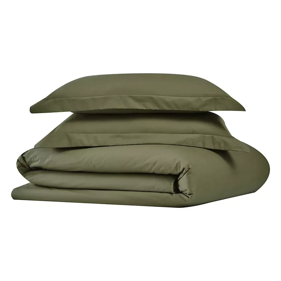 Cannon Solid Cotton Percale Duvet Cover Set