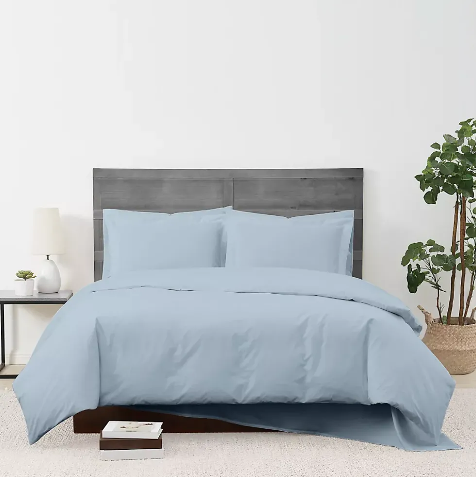 Cannon Solid Cotton Percale Duvet Cover Set