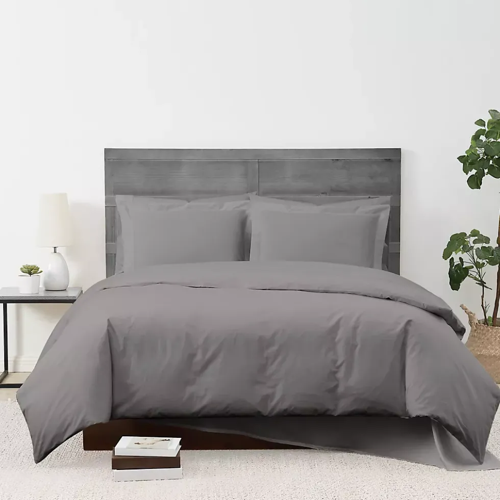 Cannon Solid Cotton Percale Duvet Cover Set