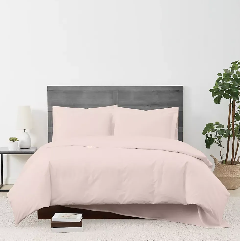 Cannon Solid Cotton Percale Duvet Cover Set
