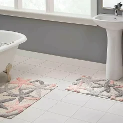 Chesapeake Ariel Star Pattern Cotton Anti Skid 2 Piece Bath Rug Set