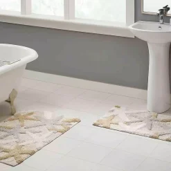Chesapeake Ariel Star Pattern Cotton Anti Skid 2 Piece Bath Rug Set