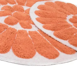 Chesapeake Bursting Flower Cotton Anti Skid 2 Piece Round Bath Rug Set
