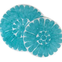 Chesapeake Bursting Flower Cotton Anti Skid 2 Piece Round Bath Rug Set