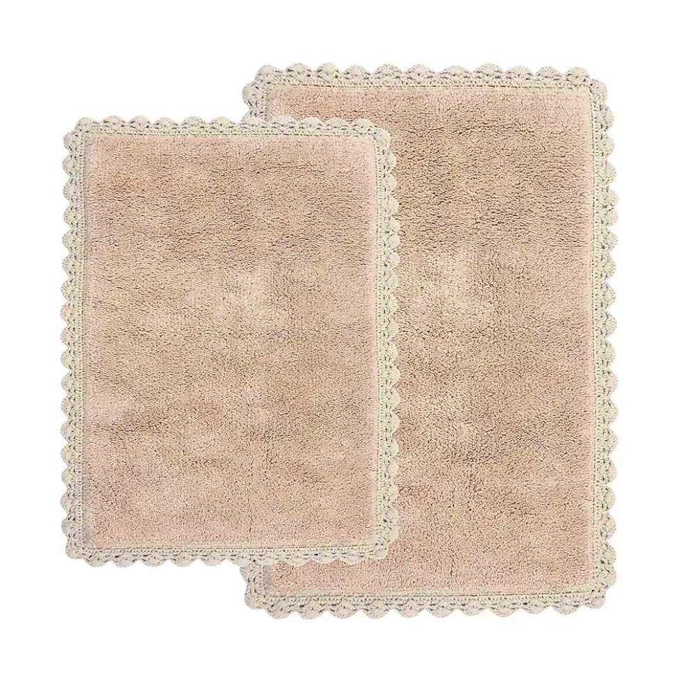 Chesapeake Crochet Cotton Anti Skid 2 Piece Bath Rug Set