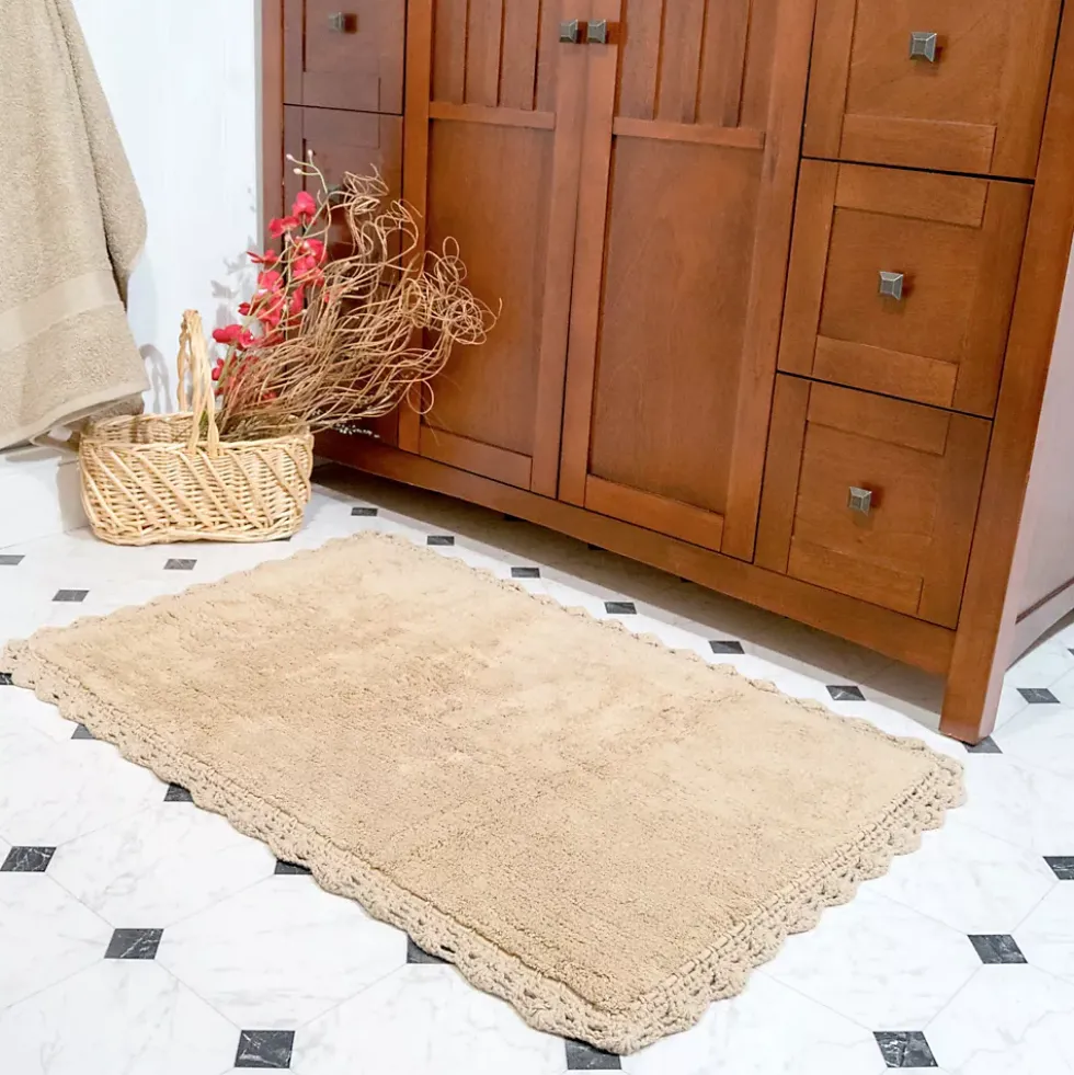 Chesapeake Crochet Cotton Anti Skid 2 Piece Bath Rug Set