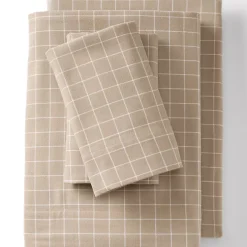 Comfy Super Soft Cotton Flannel Plaid Bed Sheet Set - 5oz