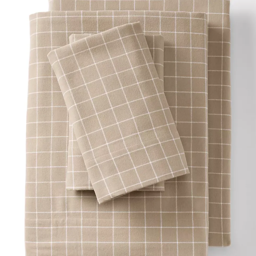 Comfy Super Soft Cotton Flannel Plaid Bed Sheet Set - 5oz