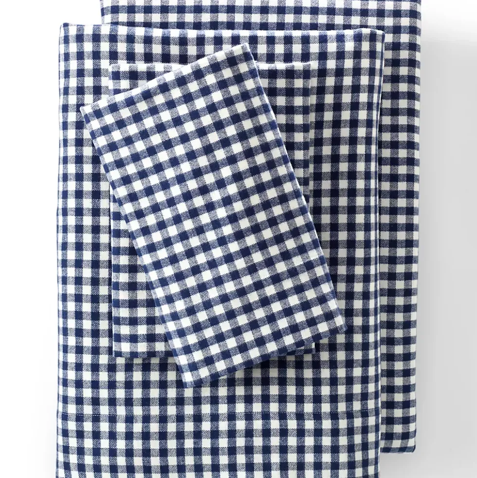 Comfy Super Soft Cotton Flannel Plaid Bed Sheet Set - 5oz