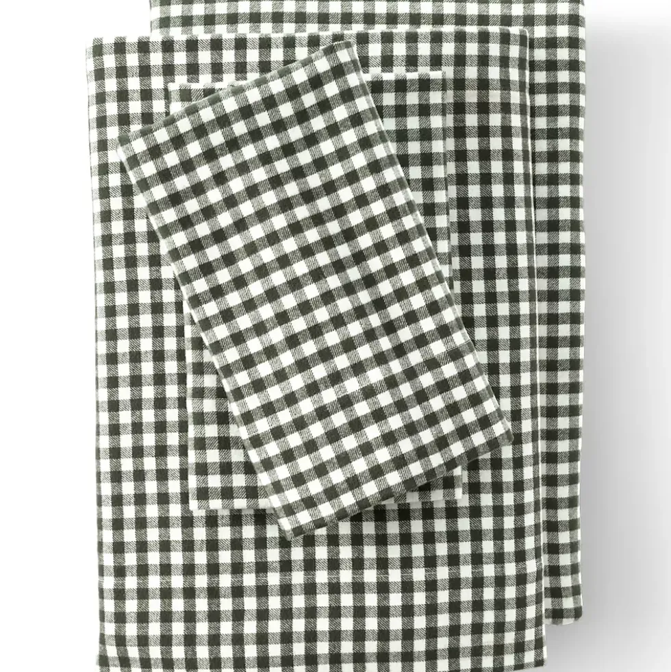 Comfy Super Soft Cotton Flannel Plaid Bed Sheet Set - 5oz