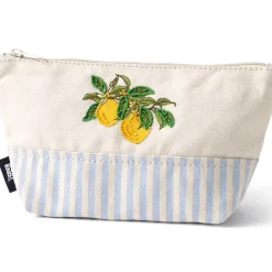 Embroidered Zipper Canvas Pouch