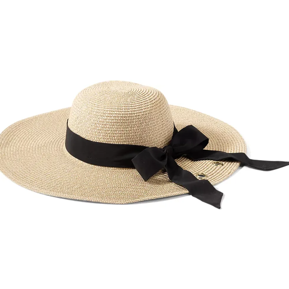 Facesaver Wide Brim Straw Hat with Scarf