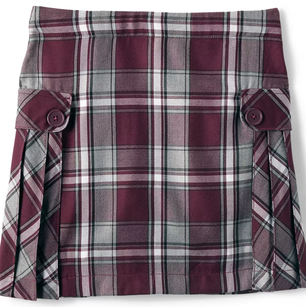 Girls Above the Knee Plaid Side Pleat Skort