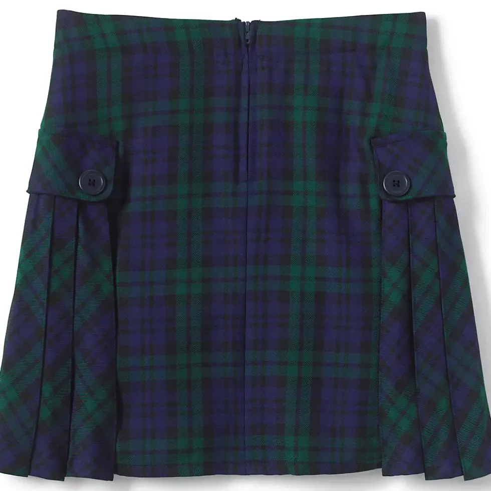 Girls Above the Knee Plaid Side Pleat Skort
