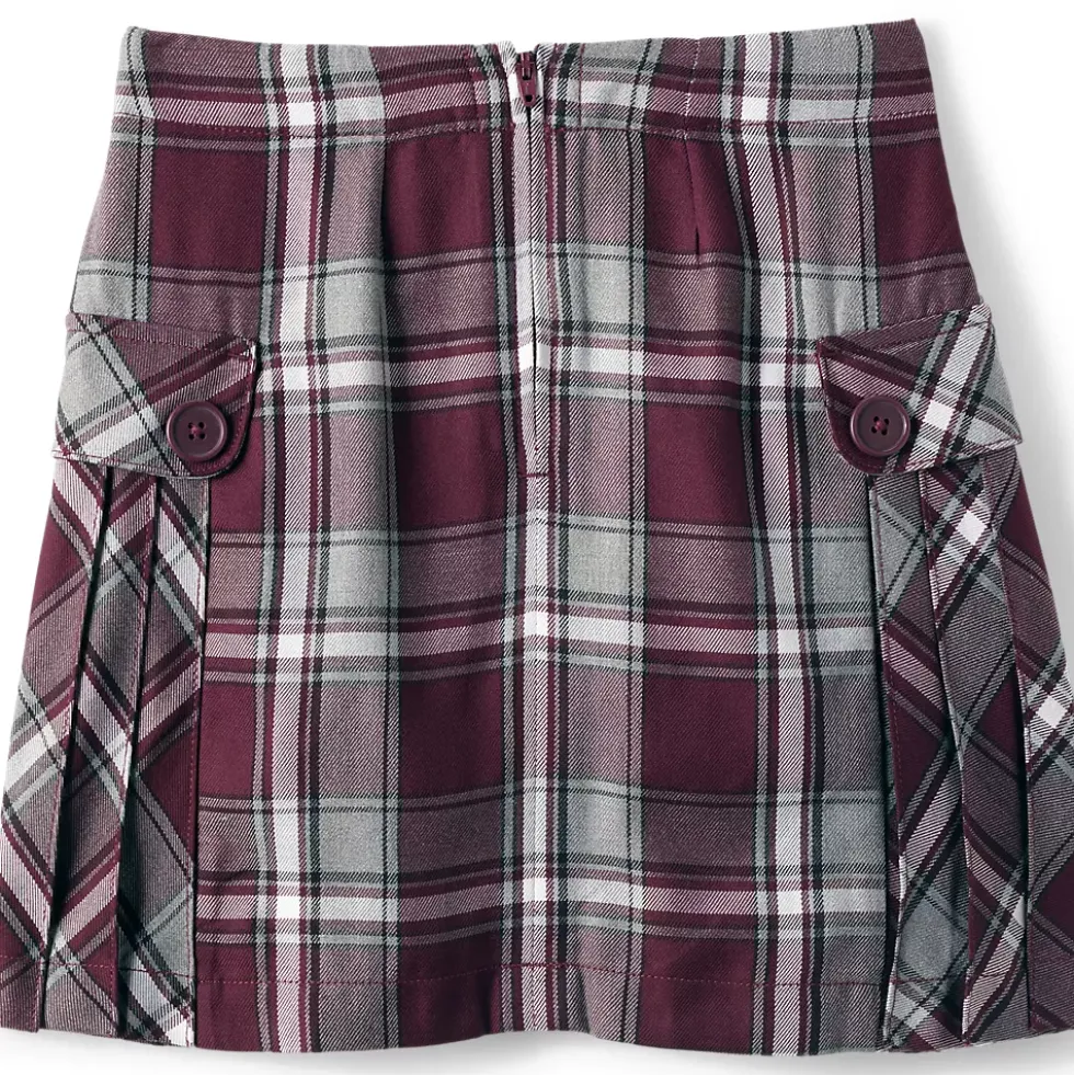 Girls Above the Knee Plaid Side Pleat Skort