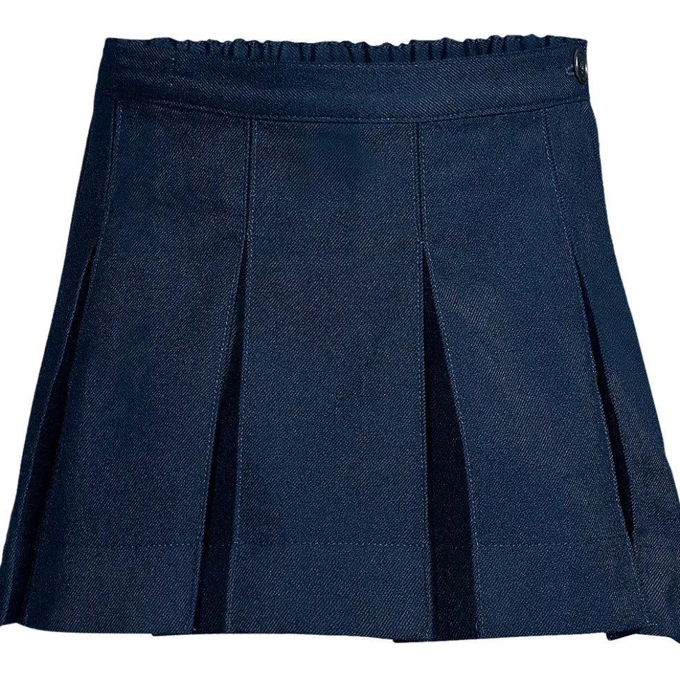 Girls Above the Knee Solid Box Pleat Skirt