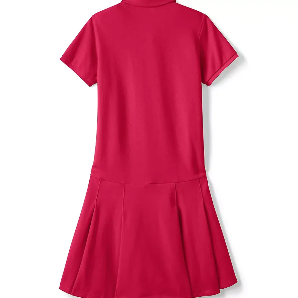 Girls Adaptive Short Sleeve Mesh Polo Dress at the Knee