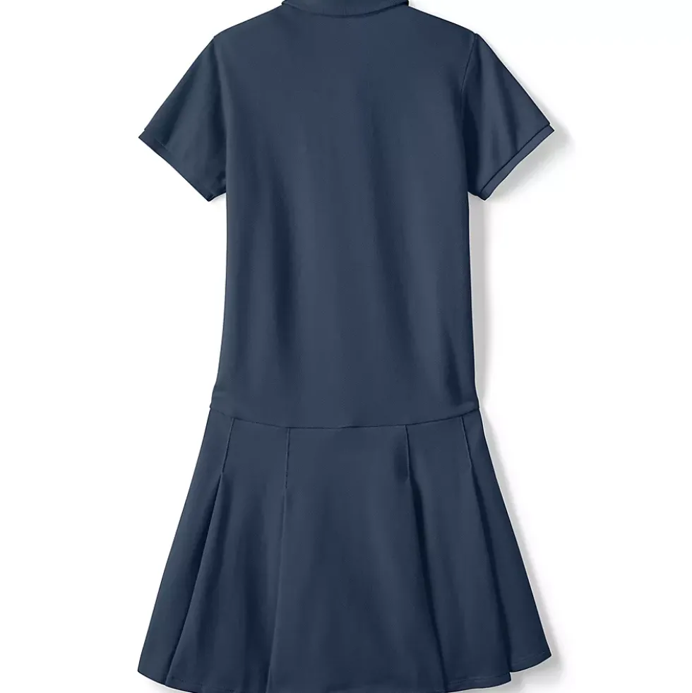 Girls Adaptive Short Sleeve Mesh Polo Dress at the Knee