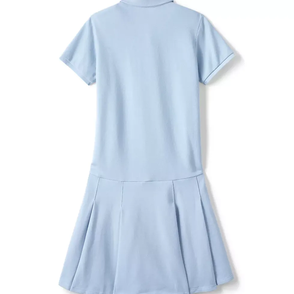 Girls Adaptive Short Sleeve Mesh Polo Dress at the Knee