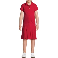 Girls Adaptive Short Sleeve Mesh Polo Dress at the Knee