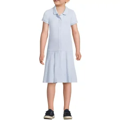 Girls Adaptive Short Sleeve Mesh Polo Dress at the Knee