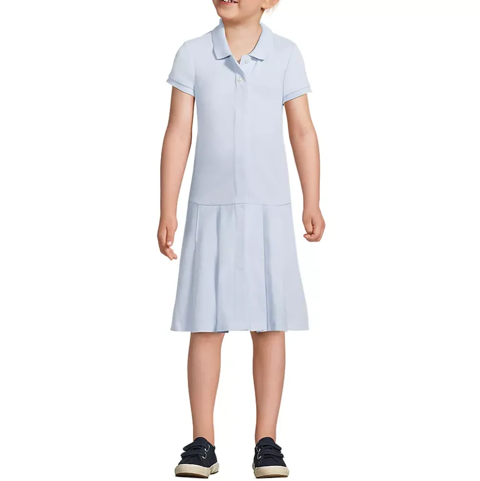 Girls Adaptive Short Sleeve Mesh Polo Dress at the Knee
