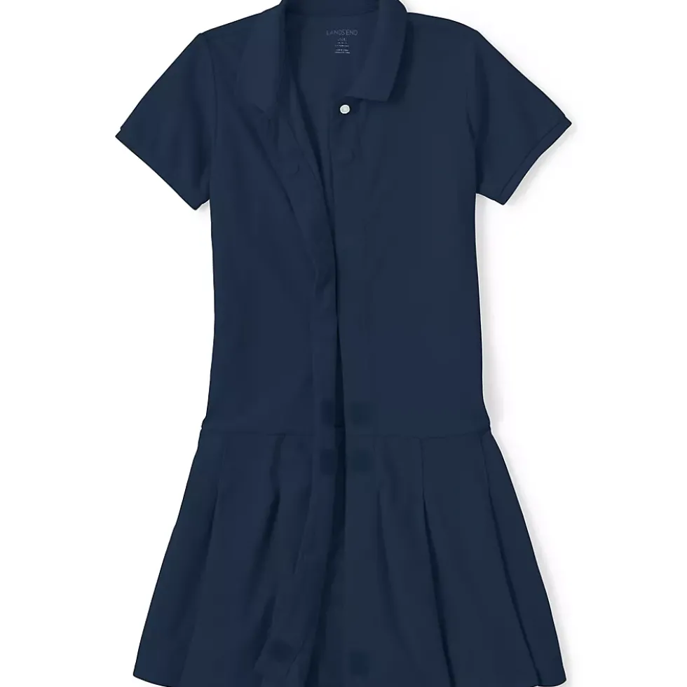 Girls Adaptive Short Sleeve Mesh Polo Dress at the Knee