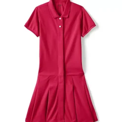 Girls Adaptive Short Sleeve Mesh Polo Dress at the Knee