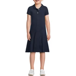 Girls Adaptive Short Sleeve Mesh Polo Dress at the Knee