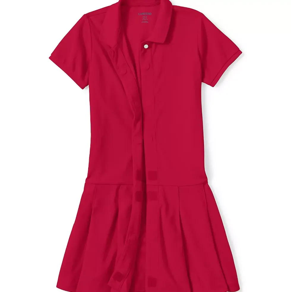 Girls Adaptive Short Sleeve Mesh Polo Dress at the Knee