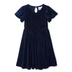 Girls Bubble Short Sleeve Velour Dress