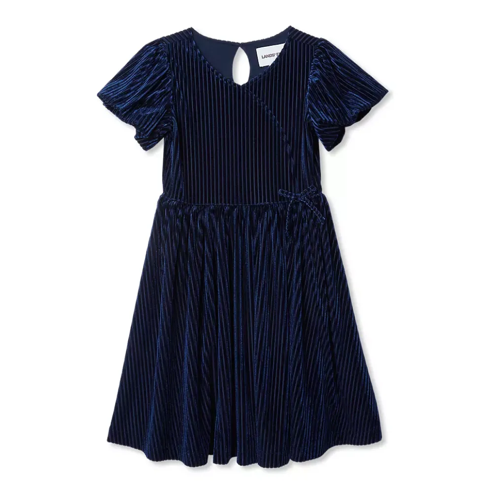 Girls Bubble Short Sleeve Velour Dress