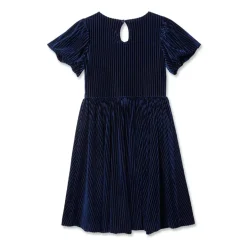 Girls Bubble Short Sleeve Velour Dress