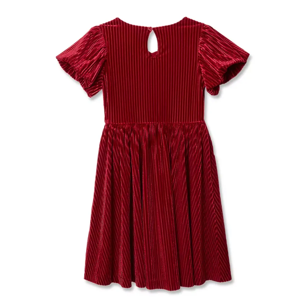 Girls Bubble Short Sleeve Velour Dress