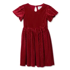 Girls Bubble Short Sleeve Velour Dress