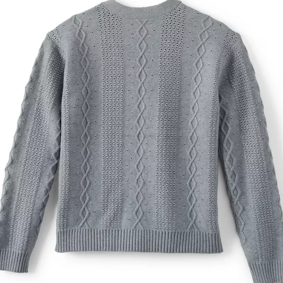 Girls Button Front Cable Cardigan
