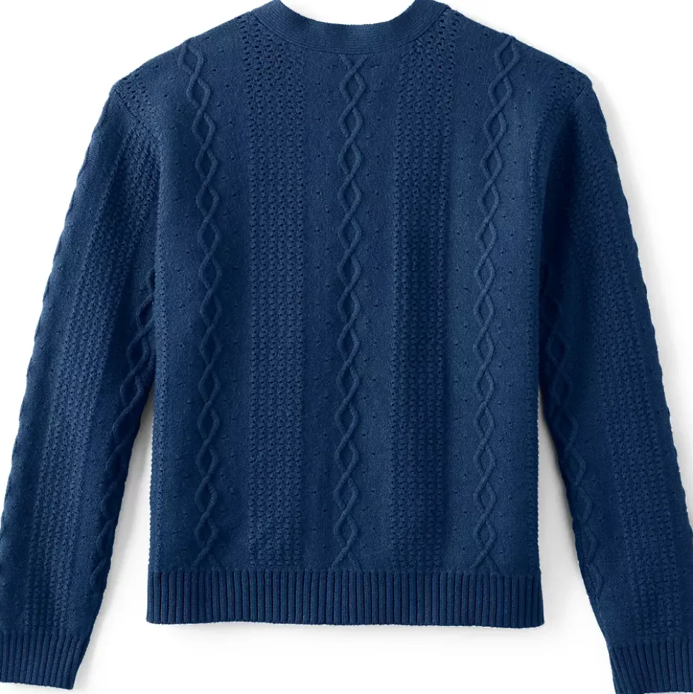 Girls Button Front Cable Cardigan