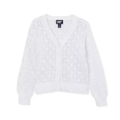 Girls Button Front Pointelle Knit Cardigan