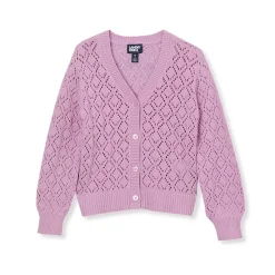 Girls Button Front Pointelle Knit Cardigan