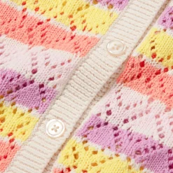 Girls Button Front Pointelle Knit Cardigan