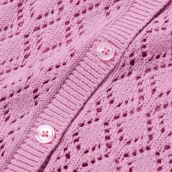 Girls Button Front Pointelle Knit Cardigan