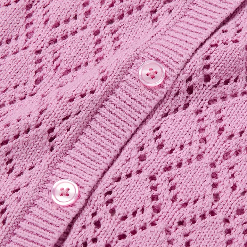 Girls Button Front Pointelle Knit Cardigan