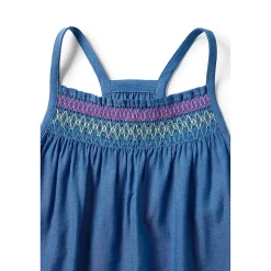 Girls Chambray Smocked Tank Top