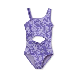 Girls Chlorine Resistant Asymmetrical One Piece Swimsuit