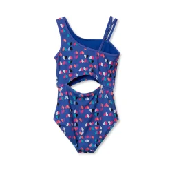 Girls Chlorine Resistant Asymmetrical One Piece Swimsuit