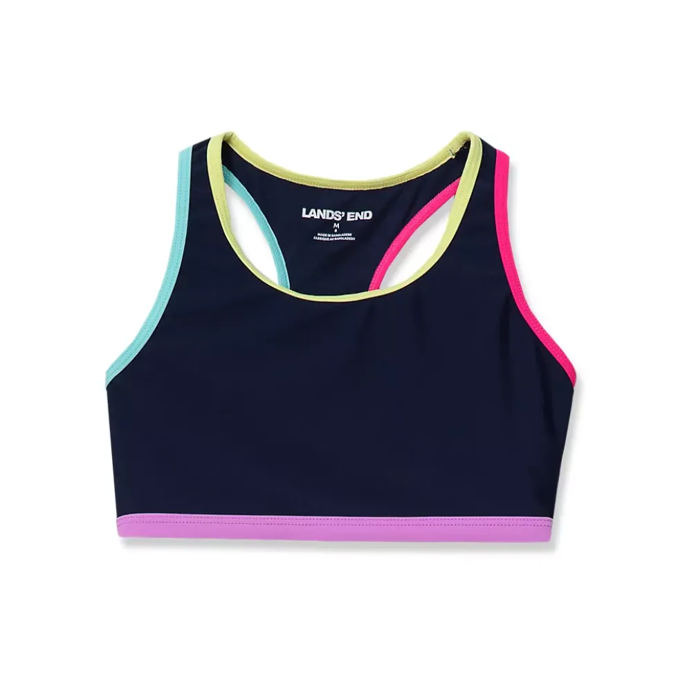 Girls Chlorine Resistant Contrast Racer Back Bikini Top