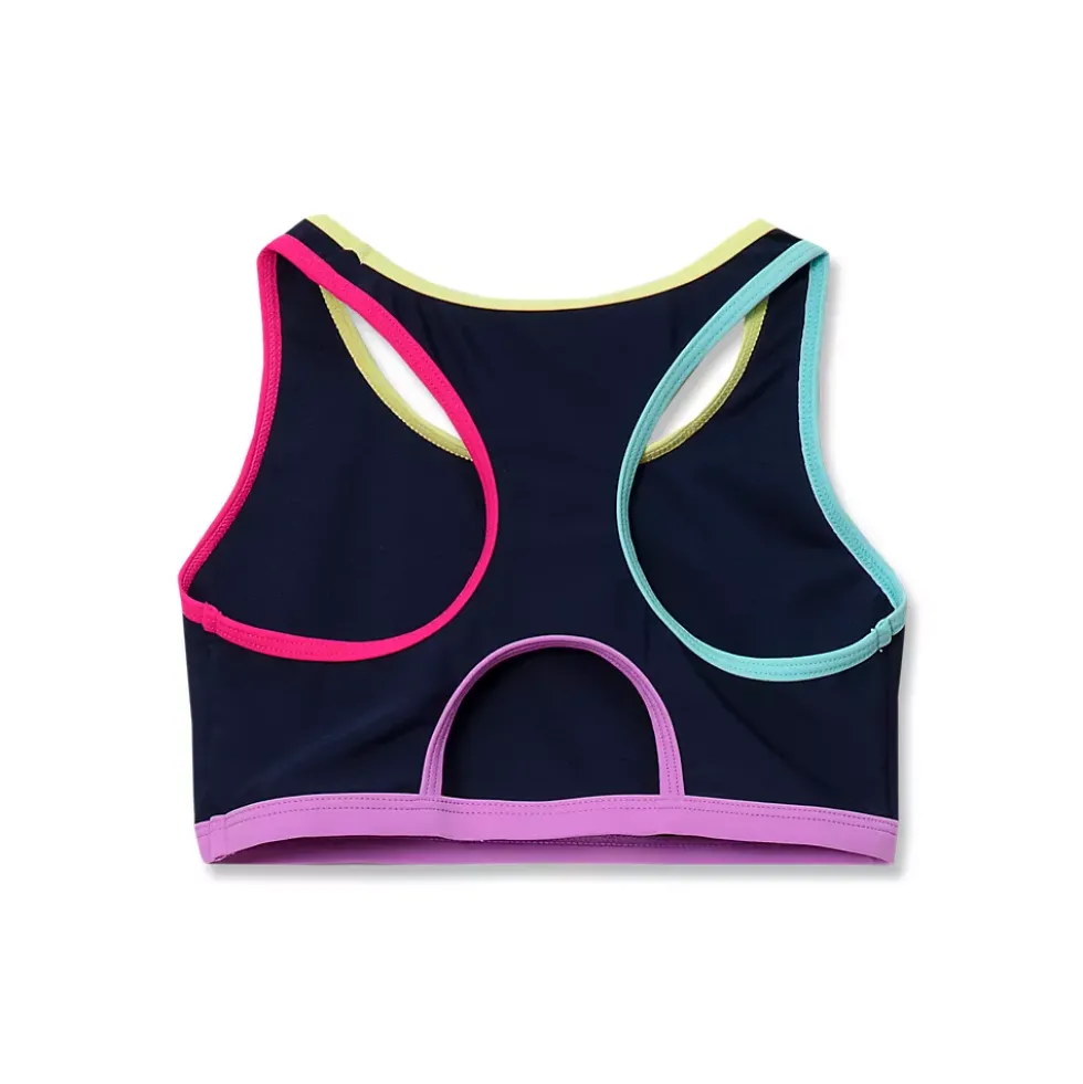 Girls Chlorine Resistant Contrast Racer Back Bikini Top