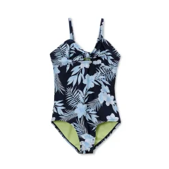Girls Chlorine Resistant Cutout One Piece Swimsuit