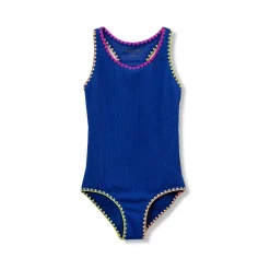 Girls Chlorine Resistant Embroidered One Piece Swimsuit