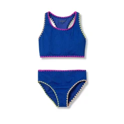Girls Chlorine Resistant Embroidered Bikini Swimsuit Set